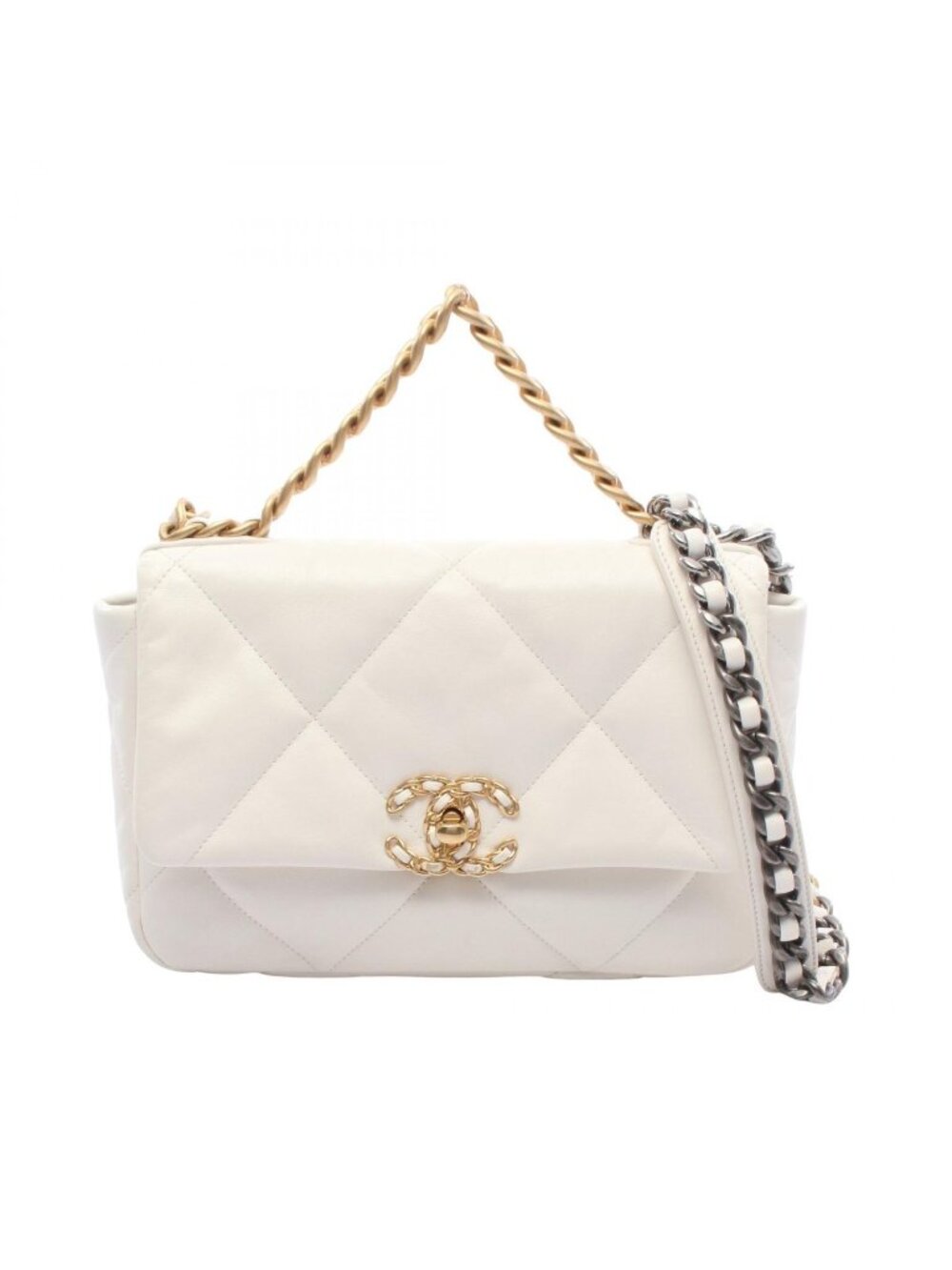 Chanel Shoulder Bag 19 Dixneuf Quilted White Leather Chanel 19 Chain